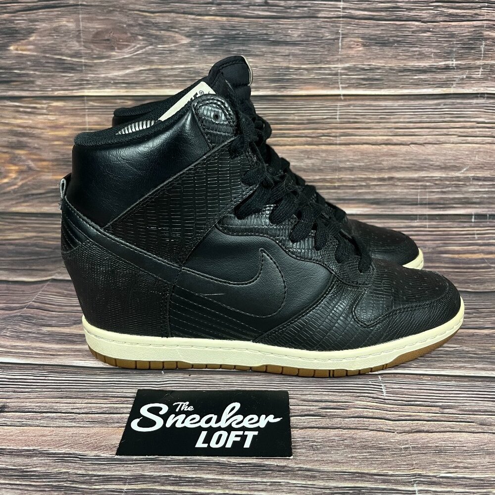 Nike Women's Black High-Top Wedge Sneakers with Cream Midsole and Gum Outsole